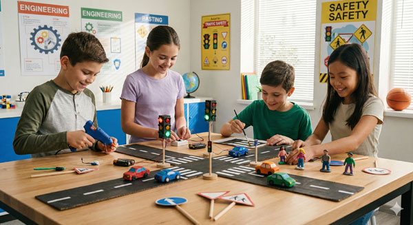 Học sinh làm sản phẩm An toàn giao thông